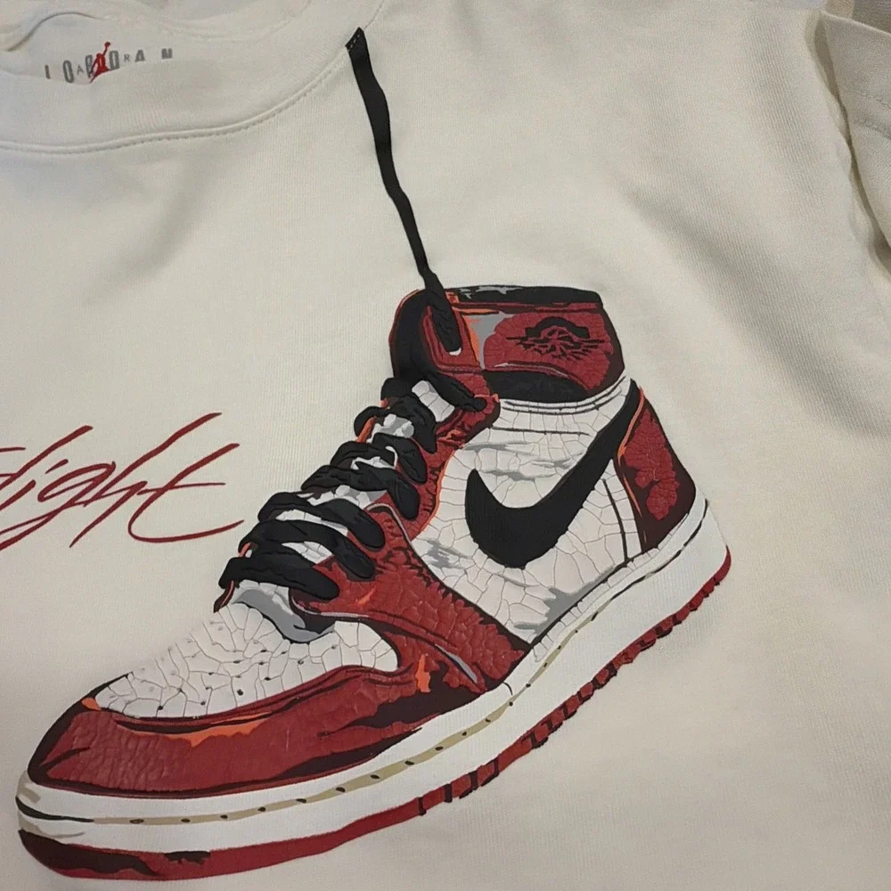 Jordan Men's Air Jordan 1 'Chicago' Flight T-Shirt Off White Sz L FD9536-133